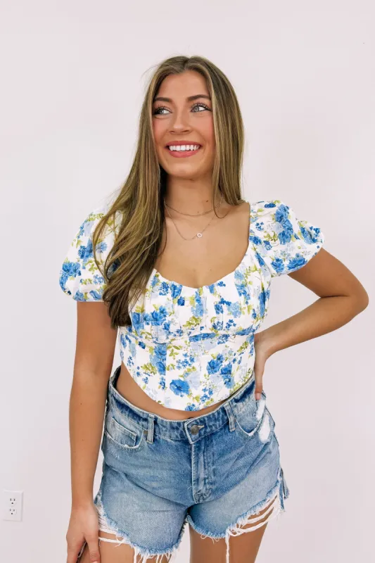 Fooling Myself Floral Crop Top sold by Bella Rose boutique