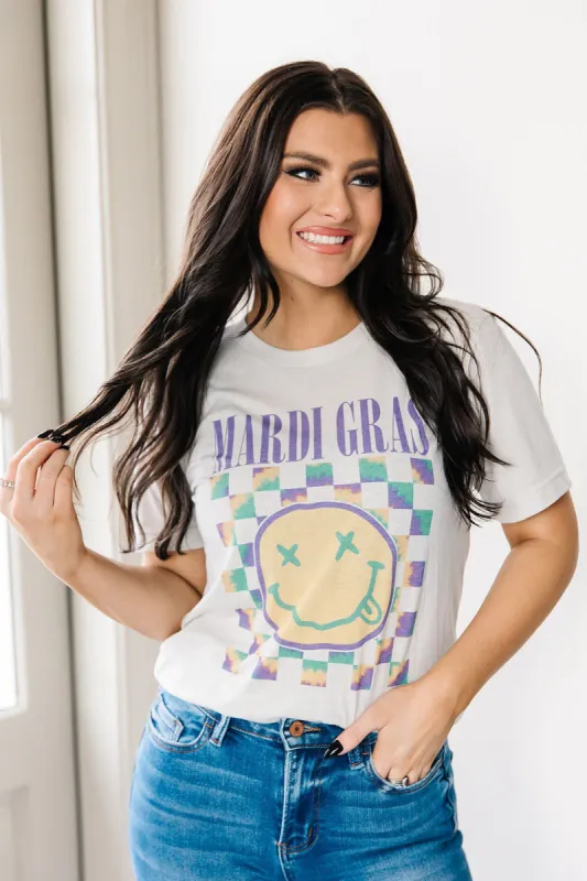 Mardi Gras Tie Dye Graphic Top sold by Bella Rose boutique
