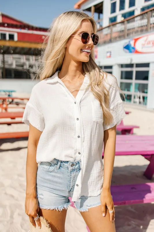 Out On The Boat Button Up Top sold by Bella Rose boutique