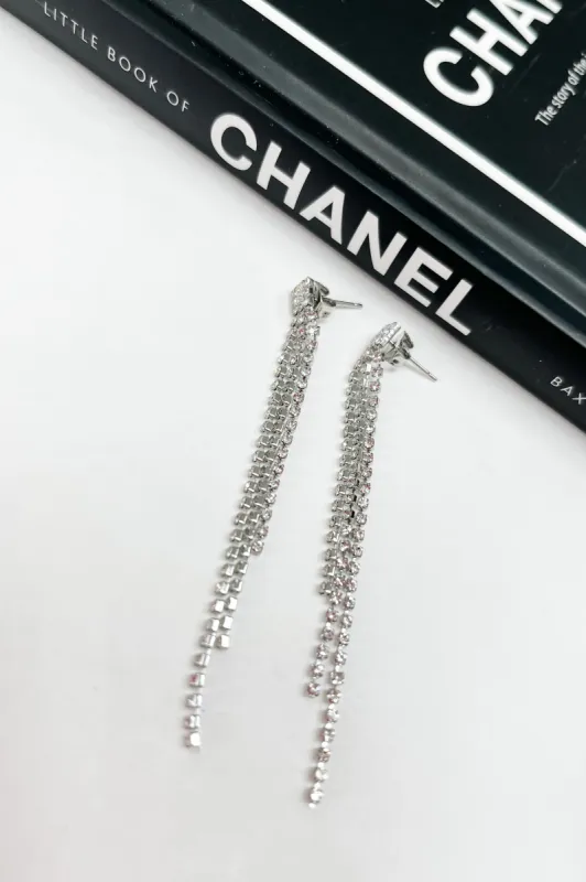 Triple Fringe Rhinestone Drop Earrings sold by Bella Rose boutique