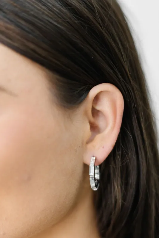 Rectangle Rhinestone Open Hoop Earrings sold by Bella Rose boutique