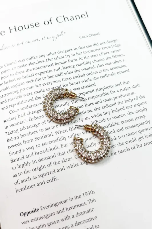 Embellished Pave Curved C Hoop Earrings sold by Bella Rose boutique