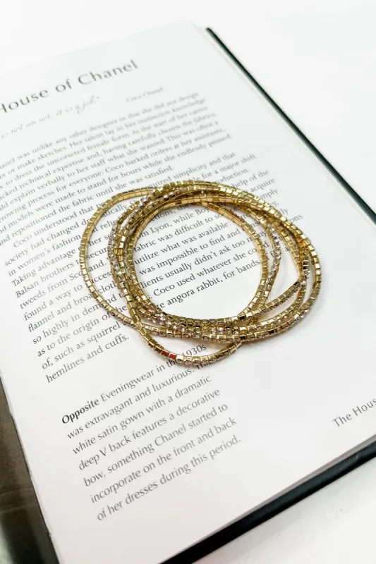 Dainty 5 Piece Crystal Embellished Bracelet Set sold by Bella Rose boutique