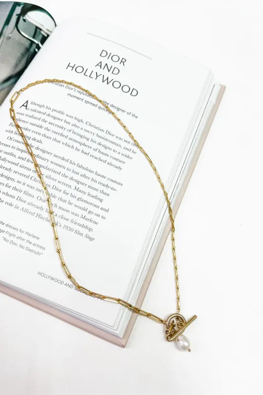 Mixed Chain Pearl Drop Necklace sold by Bella Rose boutique