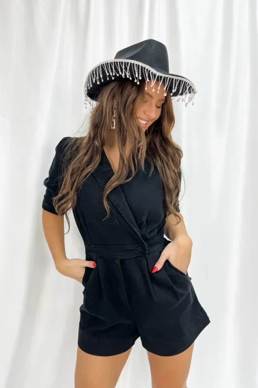 Starting With Me Denim Romper sold by Bella Rose boutique