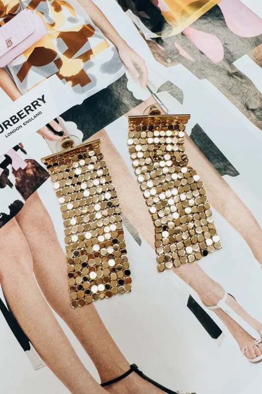 Rectangular Mesh Chain Drop Earrings sold by Bella Rose boutique