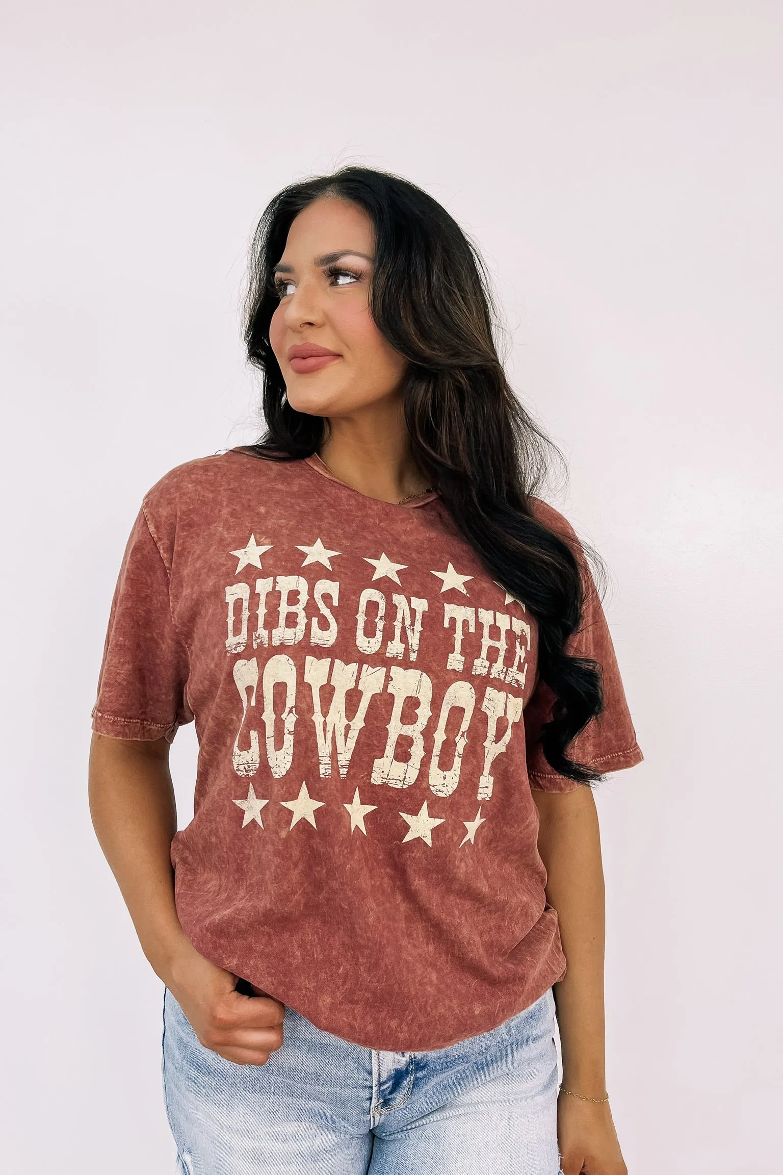Dibs On The Cowboy Graphic Top sold by Bella Rose boutique