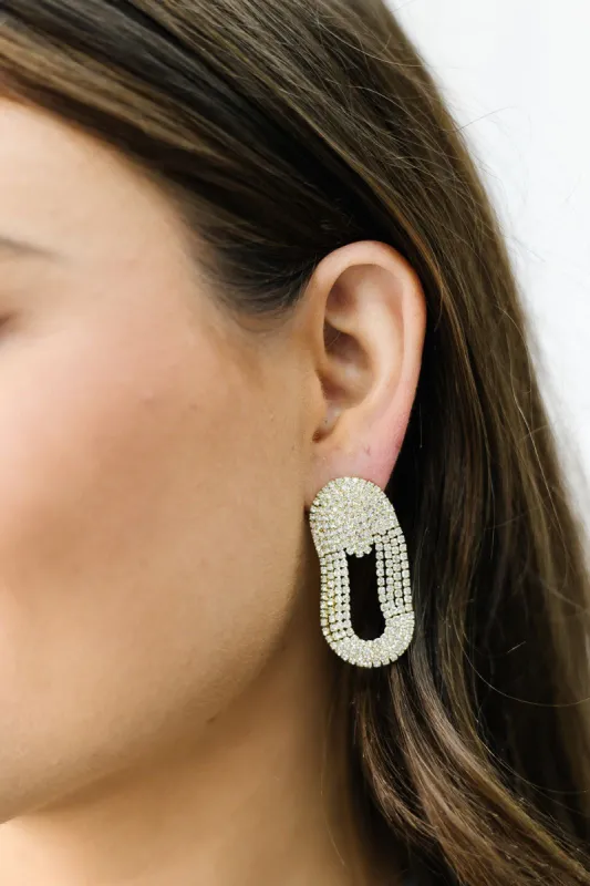 Pave Oval Arch Rhinestone Earrings sold by Bella Rose boutique