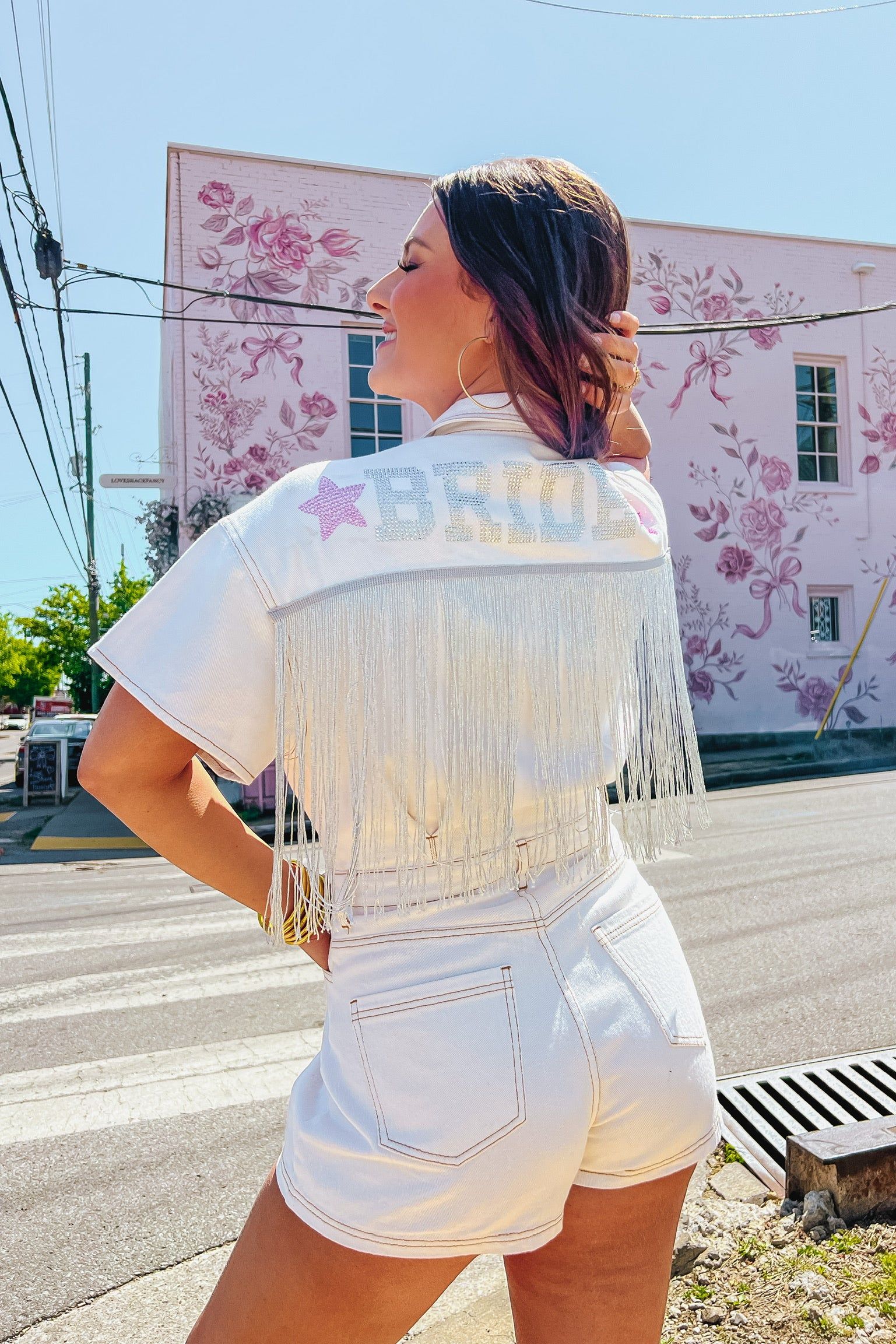 By Invite Only Fringe Denim Romper sold by Bella Rose boutique product image thumbnail 2