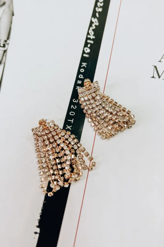 Embellished Rhinestone Chain Drop Earrings sold by Bella Rose boutique