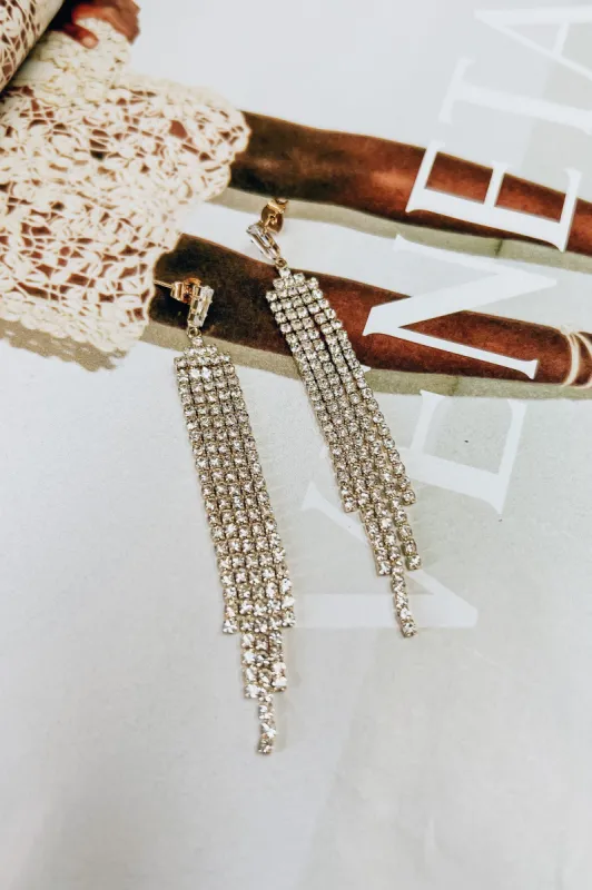 Crystal Post Fringe Drop Earrings sold by Bella Rose boutique