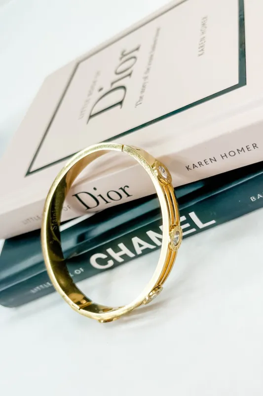 Yasmine Rhinestone Gold Clasp Bracelet sold by Bella Rose boutique