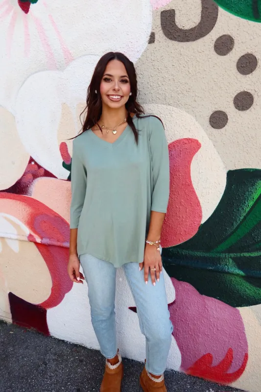 Just So Basic V-Neck Top sold by Bella Rose boutique