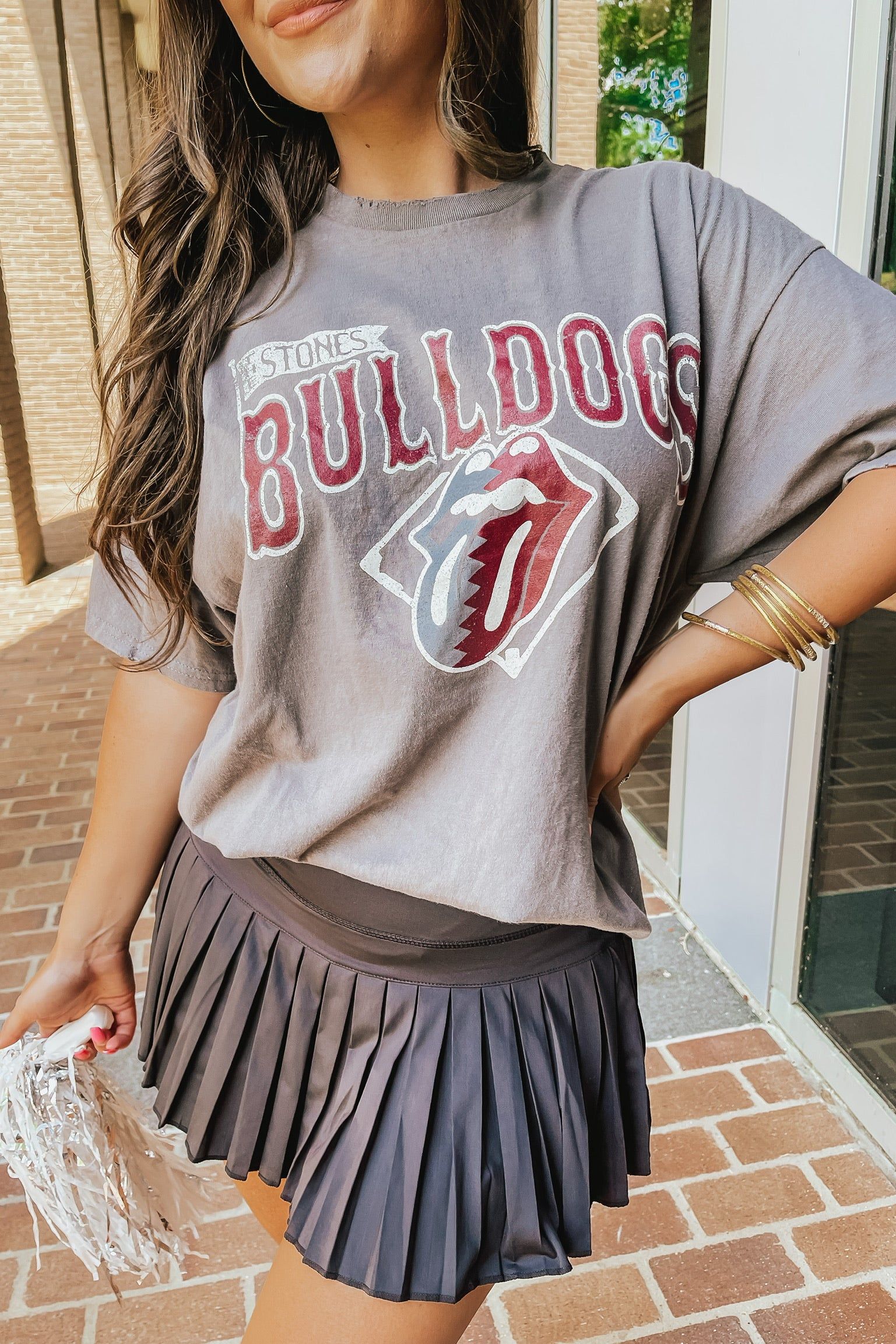 LivyLu Rolling Stones MSU Bulldogs Diamond Vintage Tee sold by Bella Rose boutique product image thumbnail 2