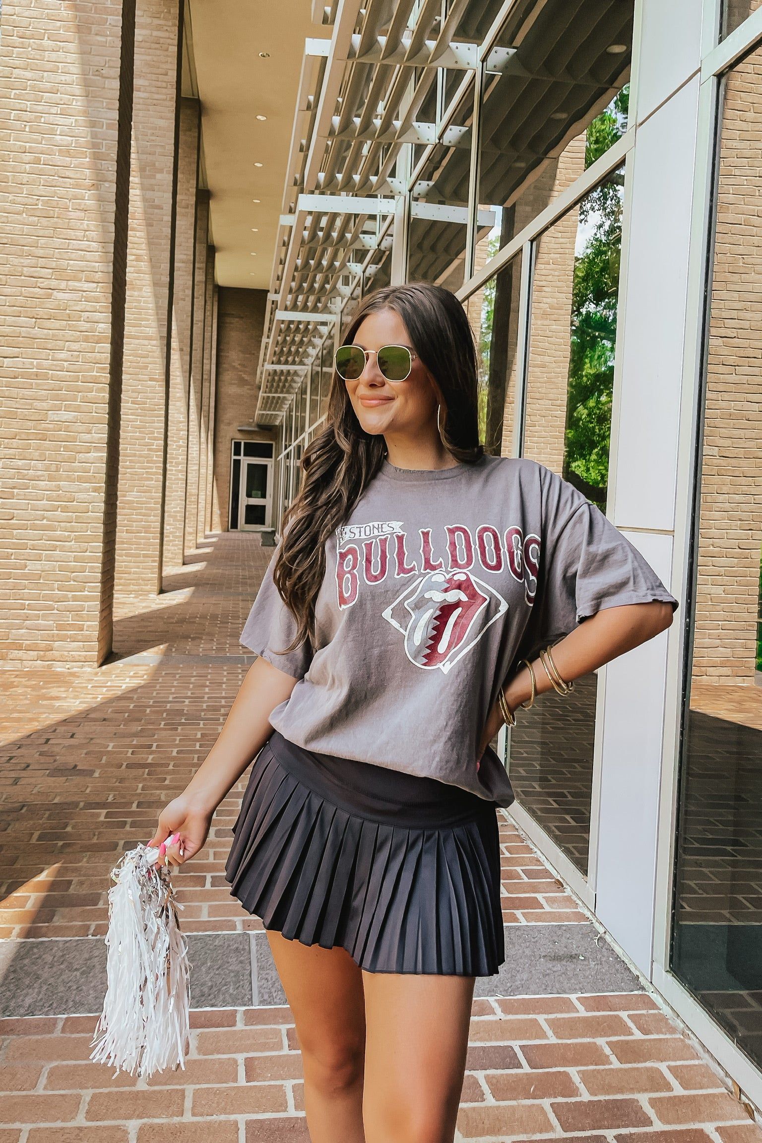 LivyLu Rolling Stones MSU Bulldogs Diamond Vintage Tee sold by Bella Rose boutique product image thumbnail 3