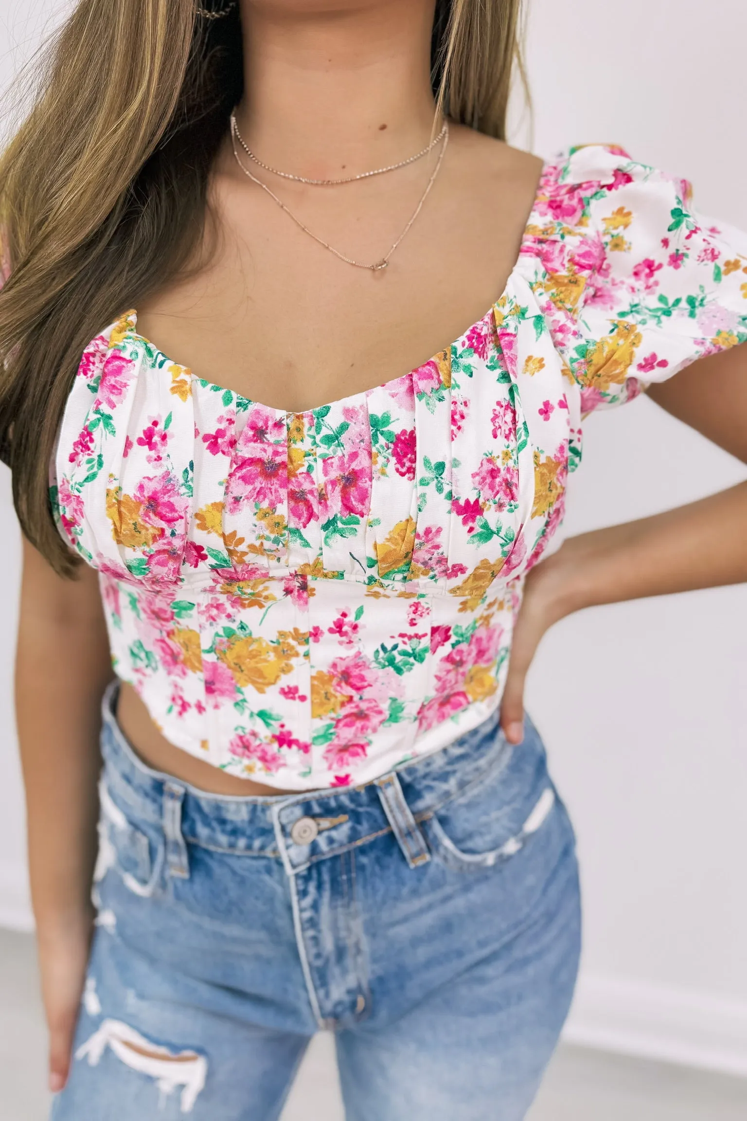 Fooling Myself Floral Crop Top sold by Bella Rose boutique product image thumbnail 3