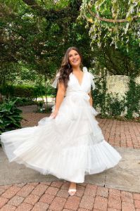 Enchanted Story Pearl Mesh Maxi Dress sold by Bella Rose boutique
