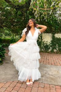 Enchanted Story Pearl Mesh Maxi Dress sold by Bella Rose boutique