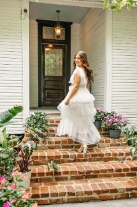 Enchanted Story Pearl Mesh Maxi Dress sold by Bella Rose boutique