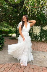 Enchanted Story Pearl Mesh Maxi Dress sold by Bella Rose boutique