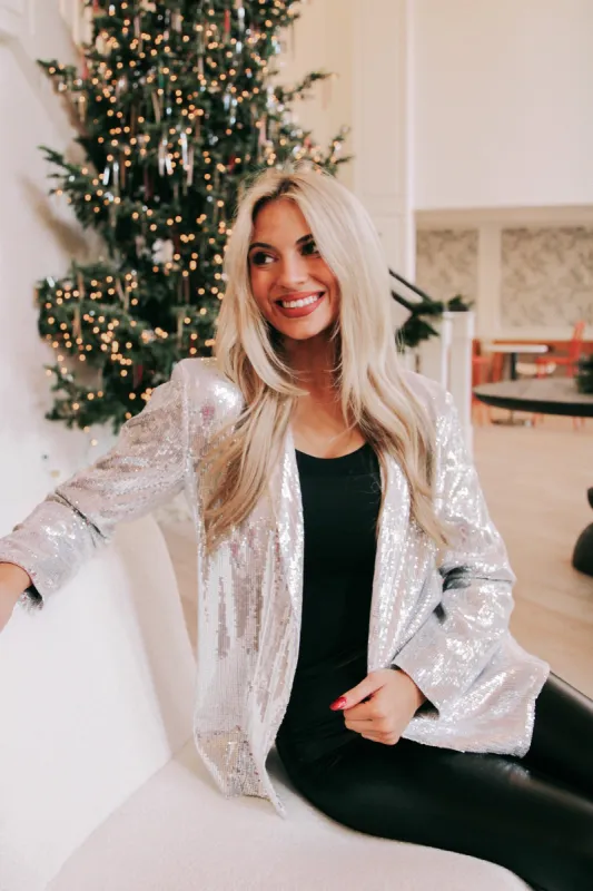 Radiant Behavior Sequin Blazer sold by Bella Rose boutique