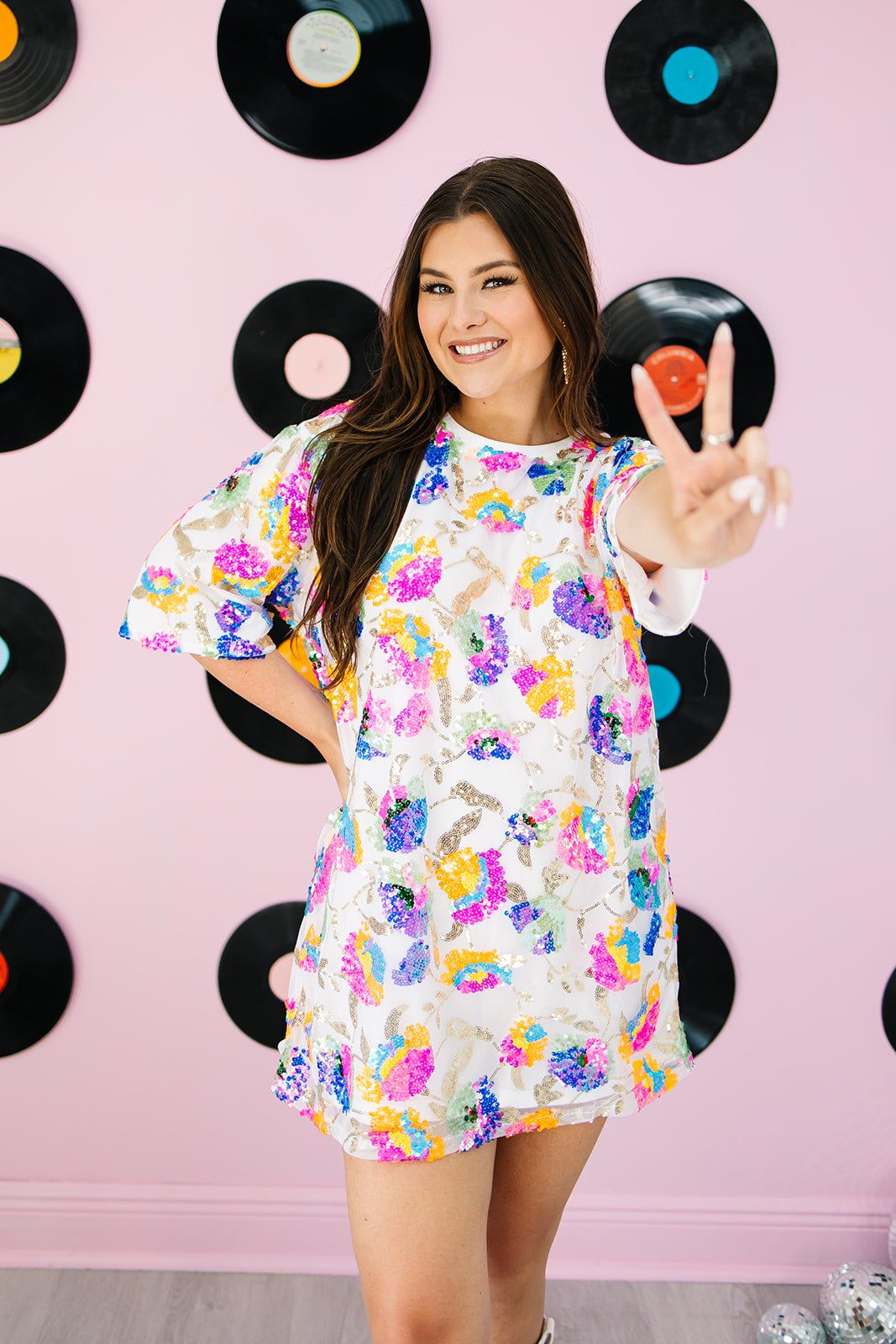 Selfish Love Sequin Floral Dress sold by Bella Rose boutique