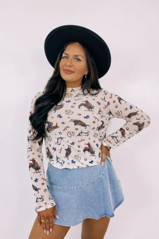 Welcome The Rodeo Mesh Top sold by Bella Rose boutique