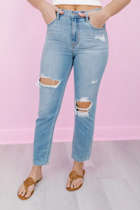 Just The Highlights High Rise Distressed Boyfriend Jeans sold by Bella Rose boutique