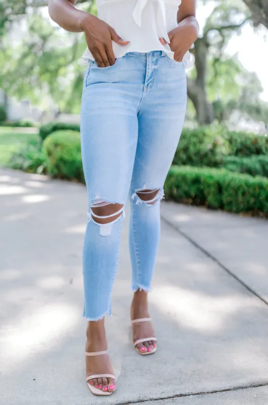 Appealing To All High Rise Distressed Skinny Jeans sold by Bella Rose boutique