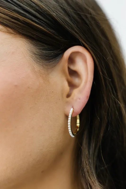 Faux Pearl Studded Circle Hoop Earrings sold by Bella Rose boutique