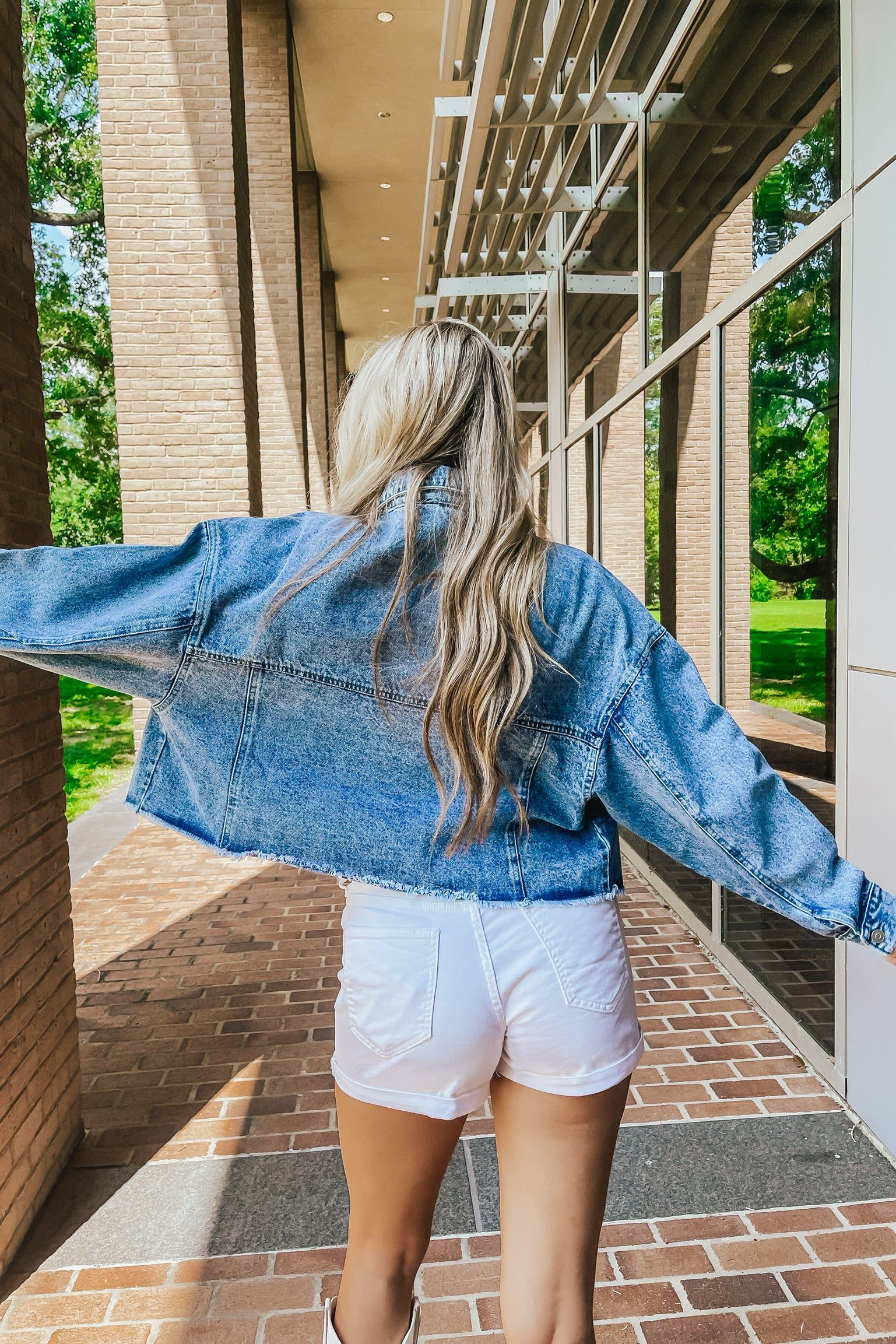 Under The Lights Rhinestone Denim Jacket sold by Bella Rose boutique product image thumbnail 7
