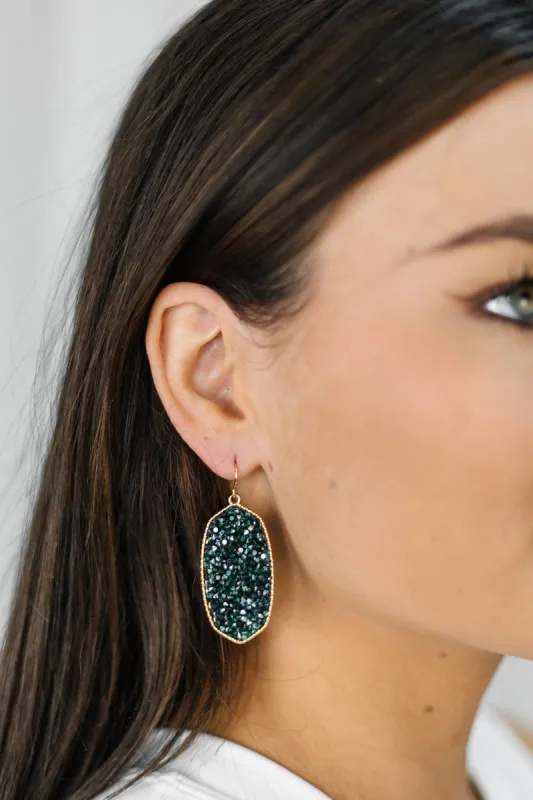 Crystal Embellished Oval Drop Earrings sold by Bella Rose boutique
