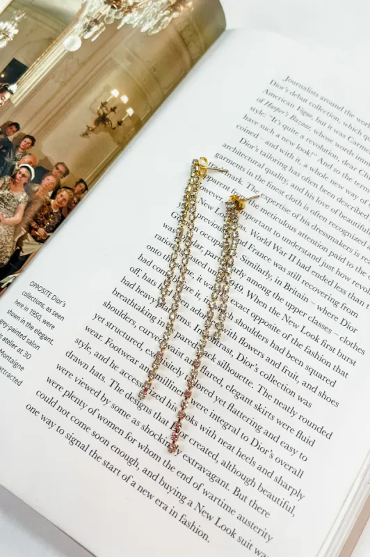 Double Rhinestone Fringe Drop Earrings sold by Bella Rose boutique