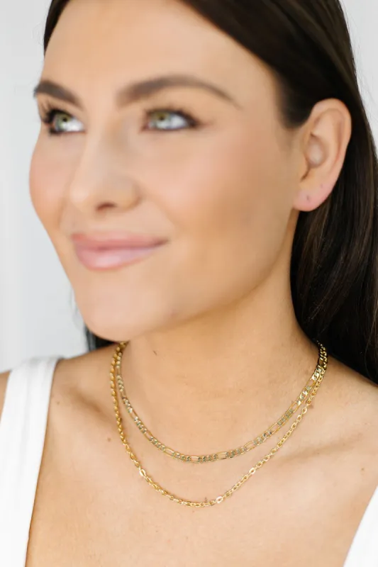 Double Layered Flat Chain Link Necklace Set sold by Bella Rose boutique