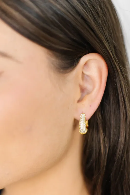 Mini Oval Crystal Embellished Hoop Earrings sold by Bella Rose boutique