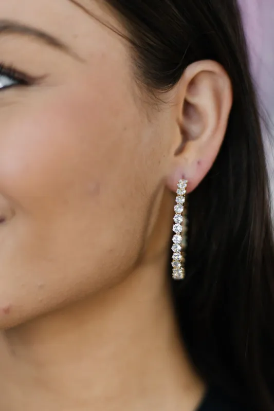 Circular Crystal Embellished Hoop Earrings sold by Bella Rose boutique