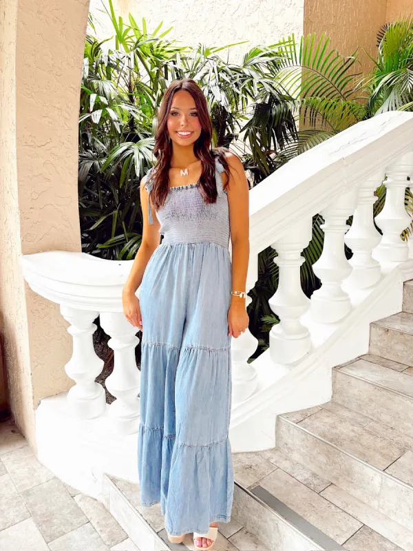 Cutest Aesthetic Denim Jumpsuit sold by Bella Rose boutique