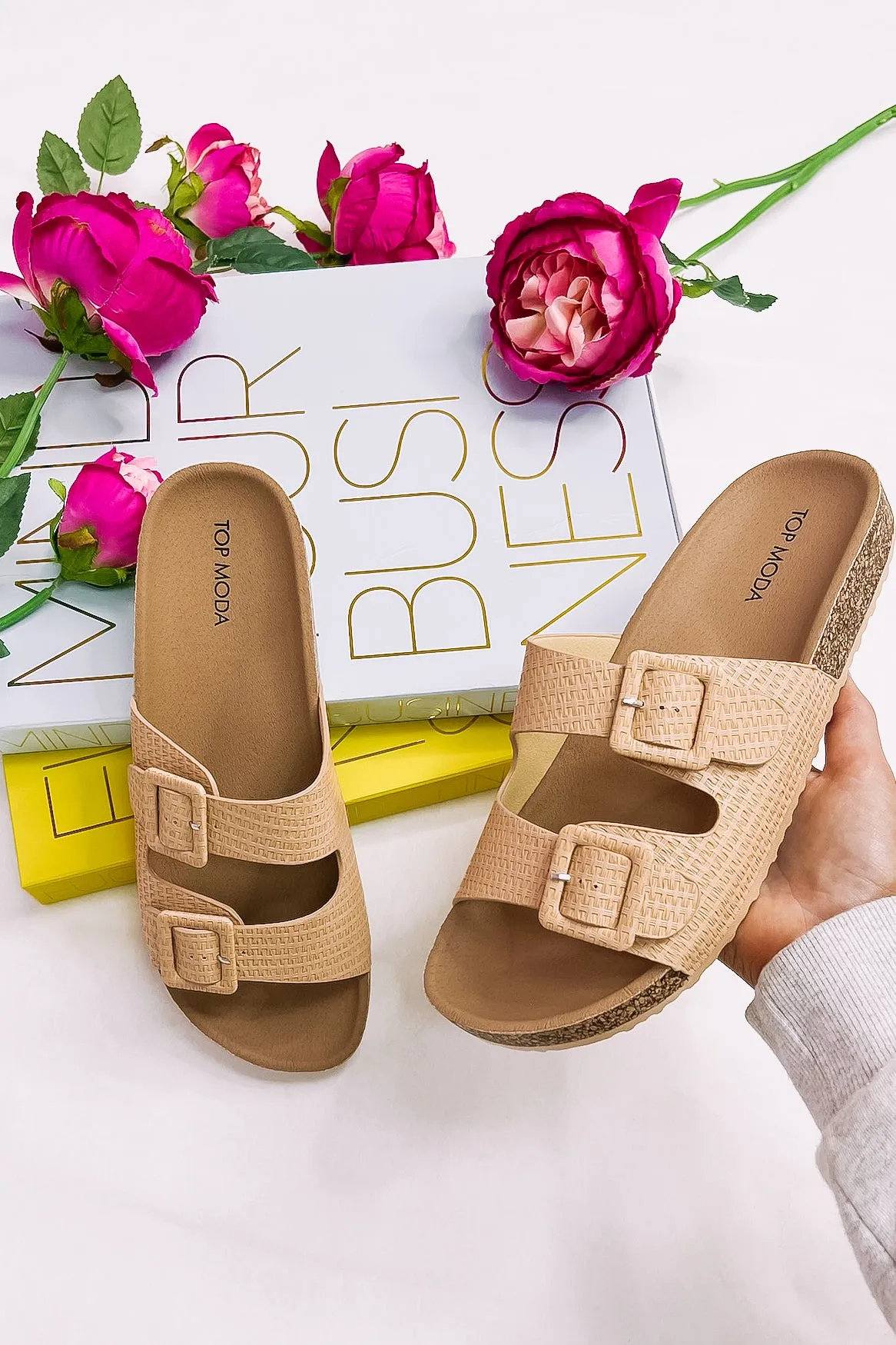 The Amara Double Strap Sandal sold by Bella Rose boutique