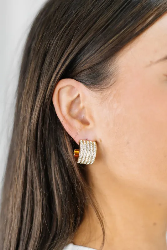 Crystal Embellished Wide Open Hoop Earrings sold by Bella Rose boutique