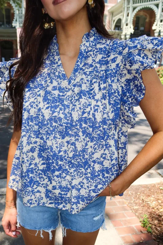 Upstate Getaway Floral Top sold by Bella Rose boutique