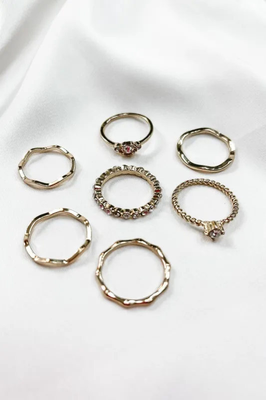 7 Piece Assorted Embellished Ring Set sold by Bella Rose boutique