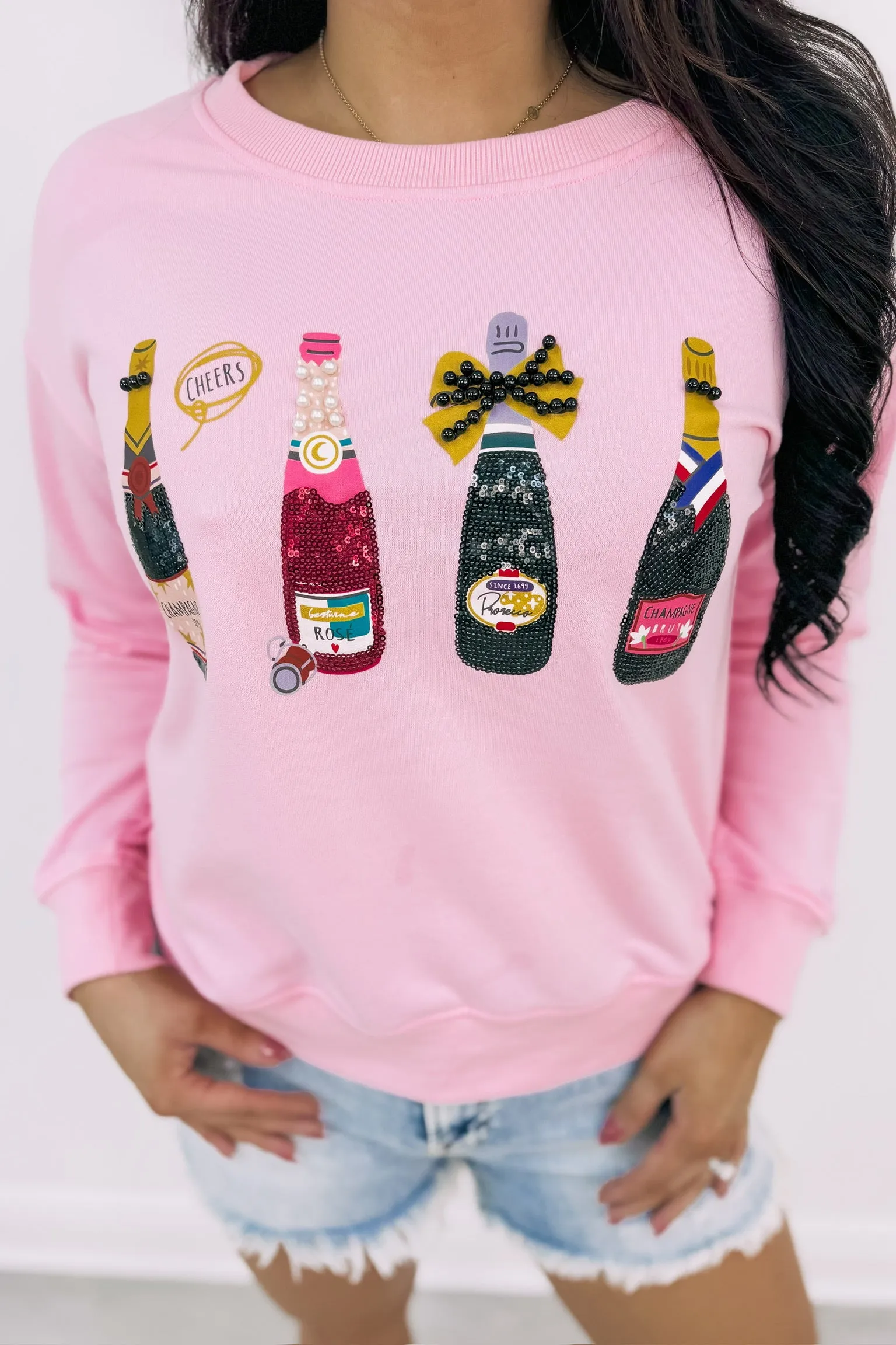 RESTOCK: Drinks On Me Embellished Pullover sold by Bella Rose boutique product image thumbnail 3