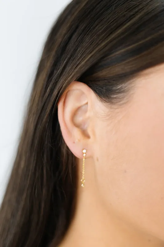 Dainty Opal Post Chain Drop Earrings sold by Bella Rose boutique