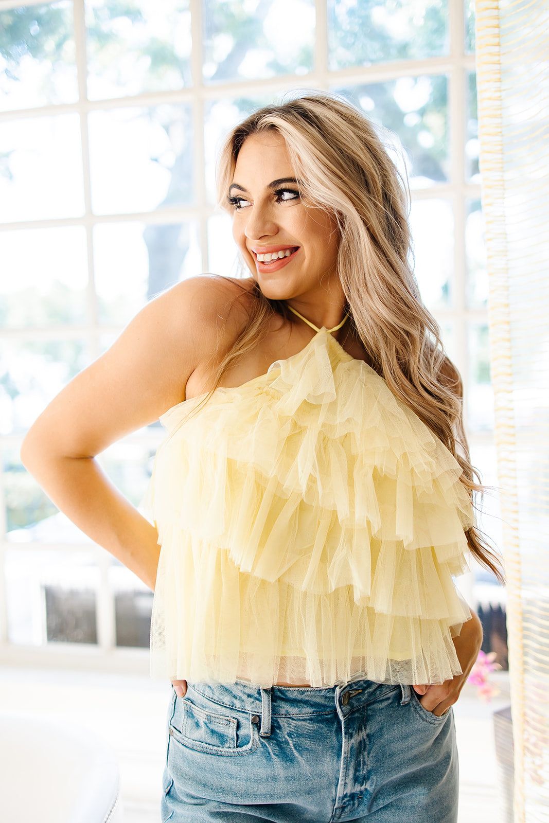 Summertime Glow Tulle Top sold by Bella Rose boutique