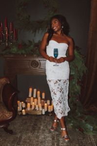 Sweet Romance Strapless Midi Dress sold by Bella Rose boutique