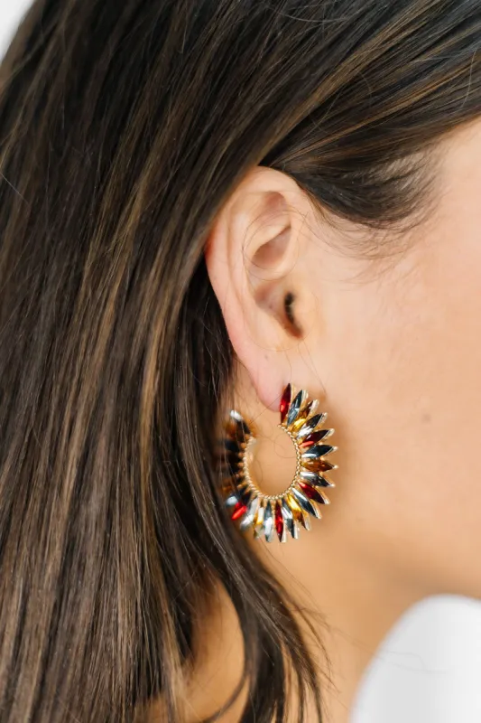 Spike Rhinestone Open Hoop Earrings sold by Bella Rose boutique