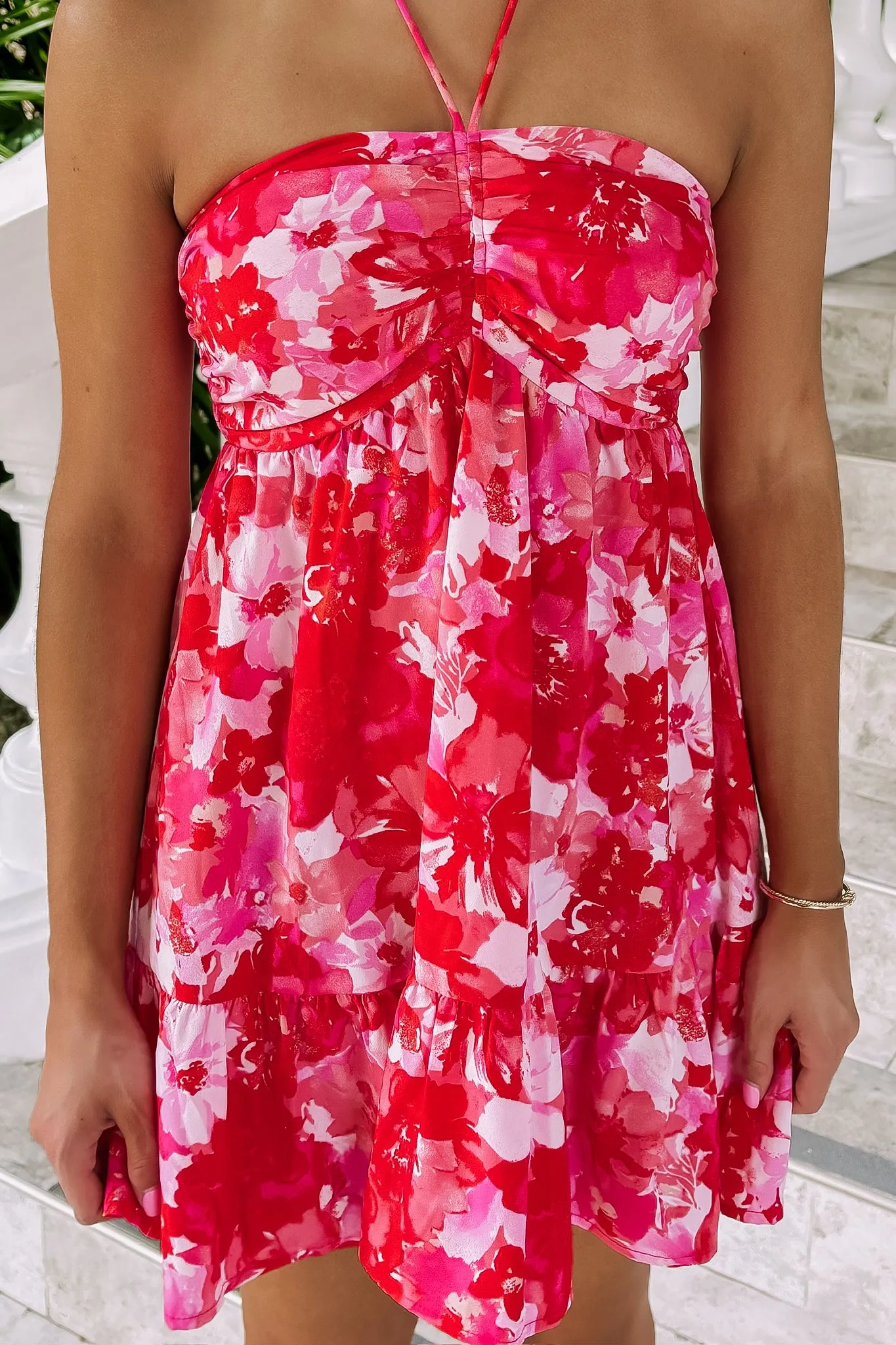 Breezy Date Floral Halter Mini Dress( LAST ONE - SIZE LARGE) sold by Bella Rose boutique product image thumbnail 2
