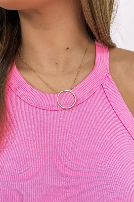 Round Up Pave Circle Necklace sold by Bella Rose boutique