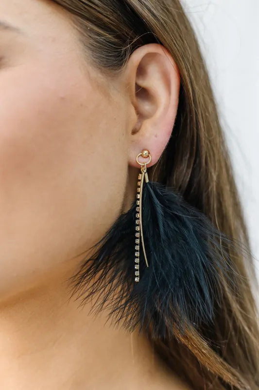 Feather Fringe Drop Earrings sold by Bella Rose boutique