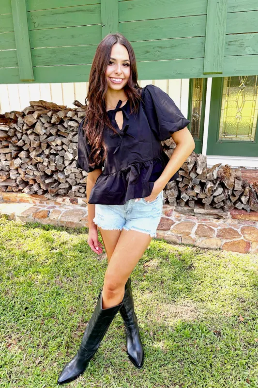 Flirtatious Attitude Peplum Top sold by Bella Rose boutique